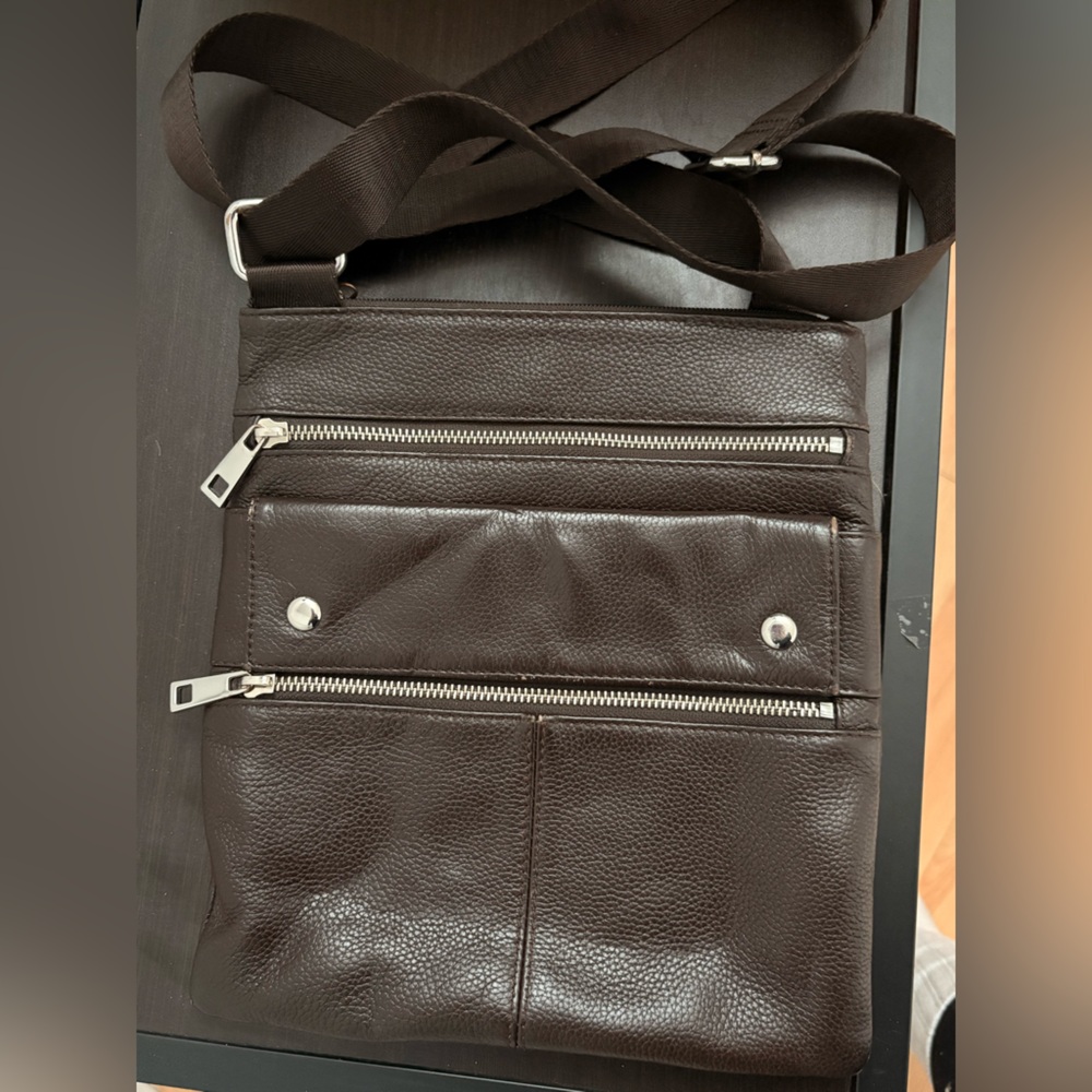 Brown Faux Leather Crossbody Bag